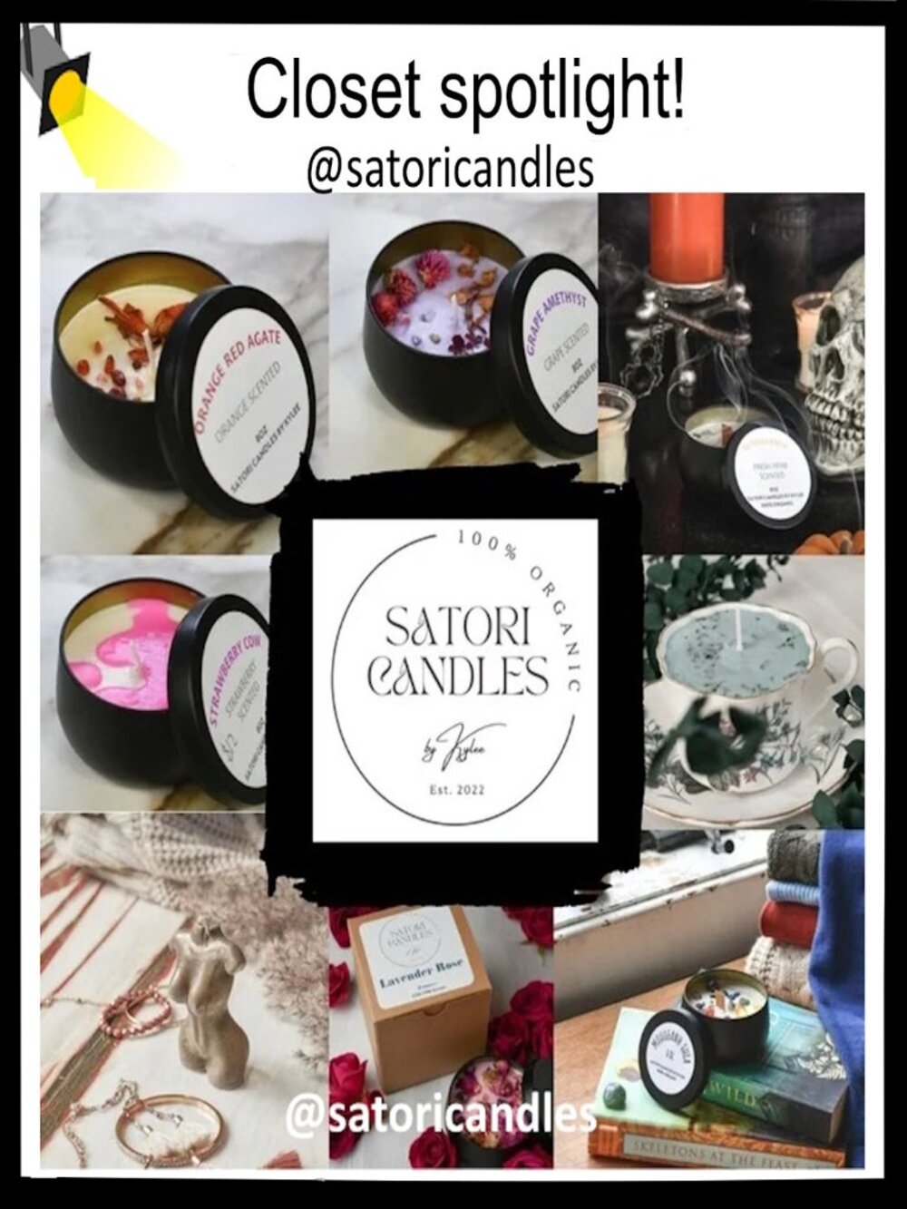 Check out @satoricandle's Closet For Hand Crafted Organic Soy Wax Candles